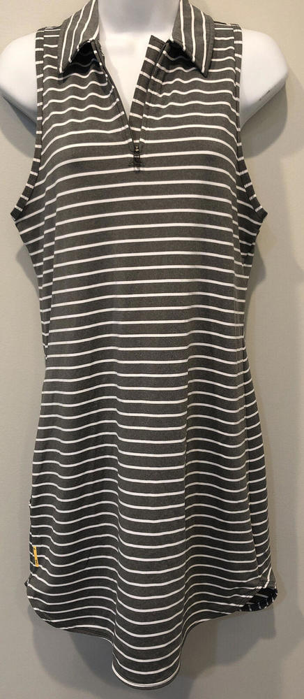 Lole Woman's Sleeveless Gray W Dress Athleisure Racerback Collar Zipper Sz Small